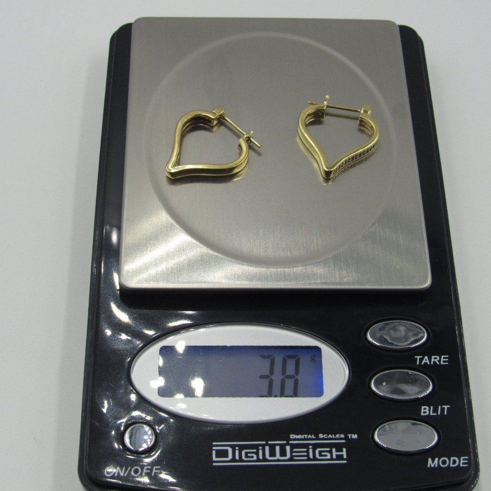Sterling Silver Diamond Chip Heart Earrings - Picture 7 of 7